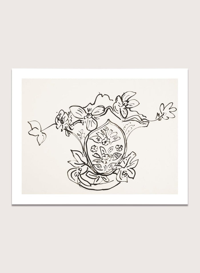 Vase Louis Philippe et anémones by Henri Matisse is a minimalist floral line drawing art print featuring expressive black ink linework and elegant French modernist design.