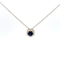 Hexagon Blue Sapphire Pendant Necklace
