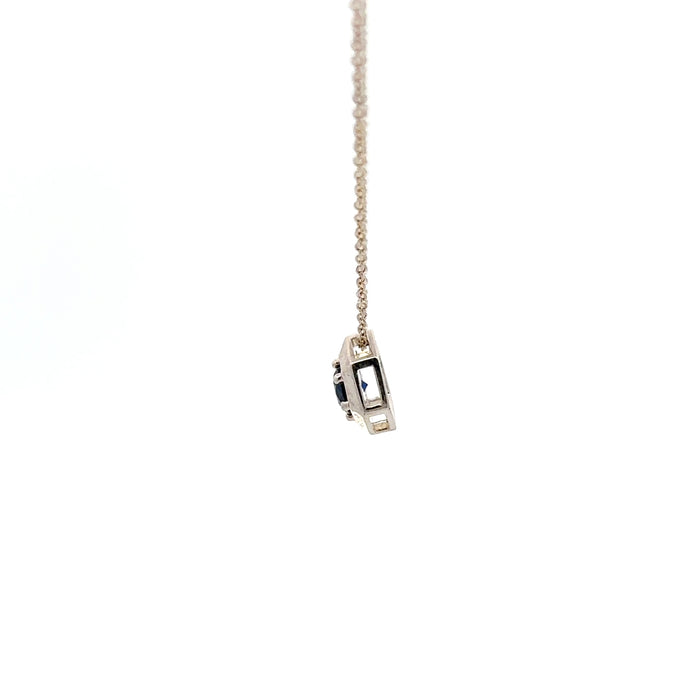 Hexagon Blue Sapphire Pendant Necklace