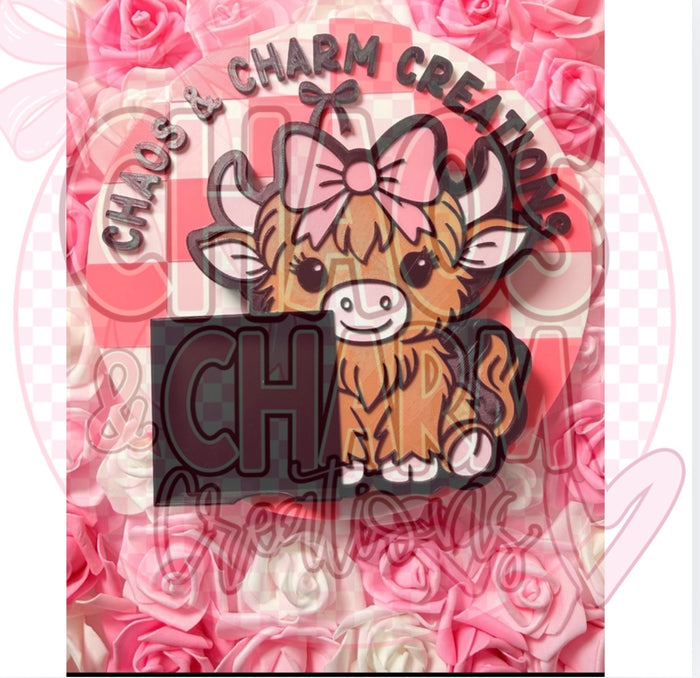 Highland Cow with Bow Sticky Note Holder* Exclusive