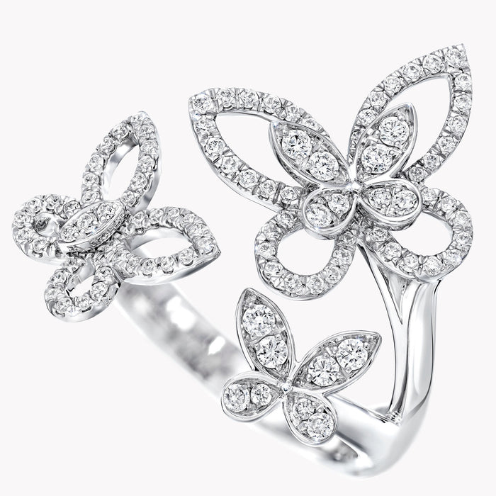 Hilaire White Butterfly Open Ring