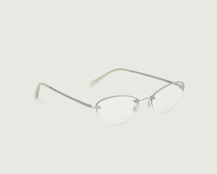 Silver::Holly Eyeglasses cateye Gray stainless steel front diagonal