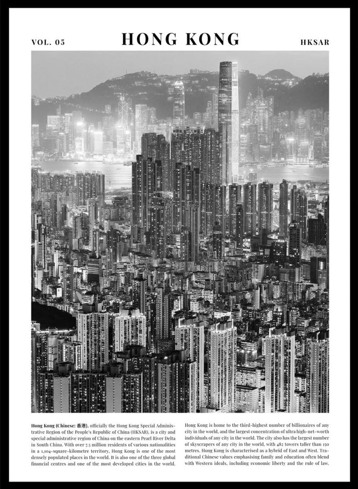 Hong Kong Skyline Black and White Travel Art Print_Sugar & Canvas_Sugar & Canvas