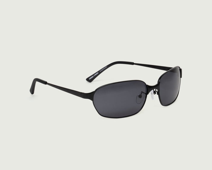 Charcoal Polarized::Hunter Sunglasses rectangle Black metal front diagonal