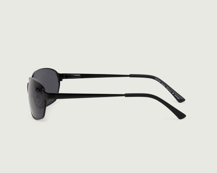 Charcoal Polarized::Hunter Sunglasses rectangle Black metal side