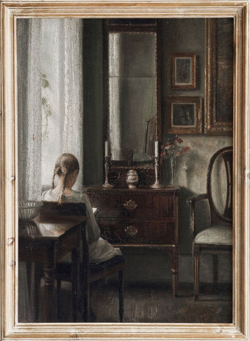 "Interior with a Girl Reading" Art Print_Sugar & Canvas_Carl Holsøe