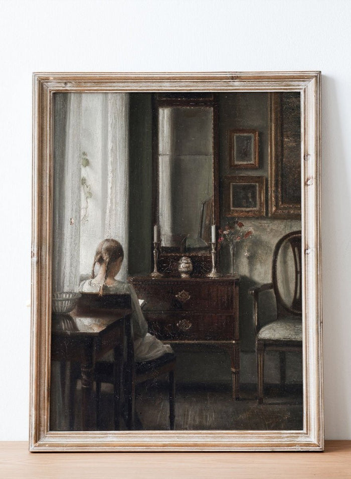 "Interior with a Girl Reading" Art Print_Sugar & Canvas_Carl Holsøe