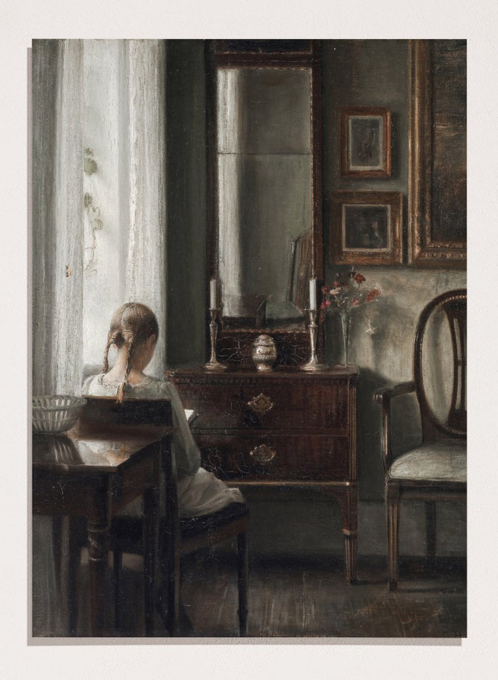 "Interior with a Girl Reading" Art Print_Sugar & Canvas_Carl Holsøe