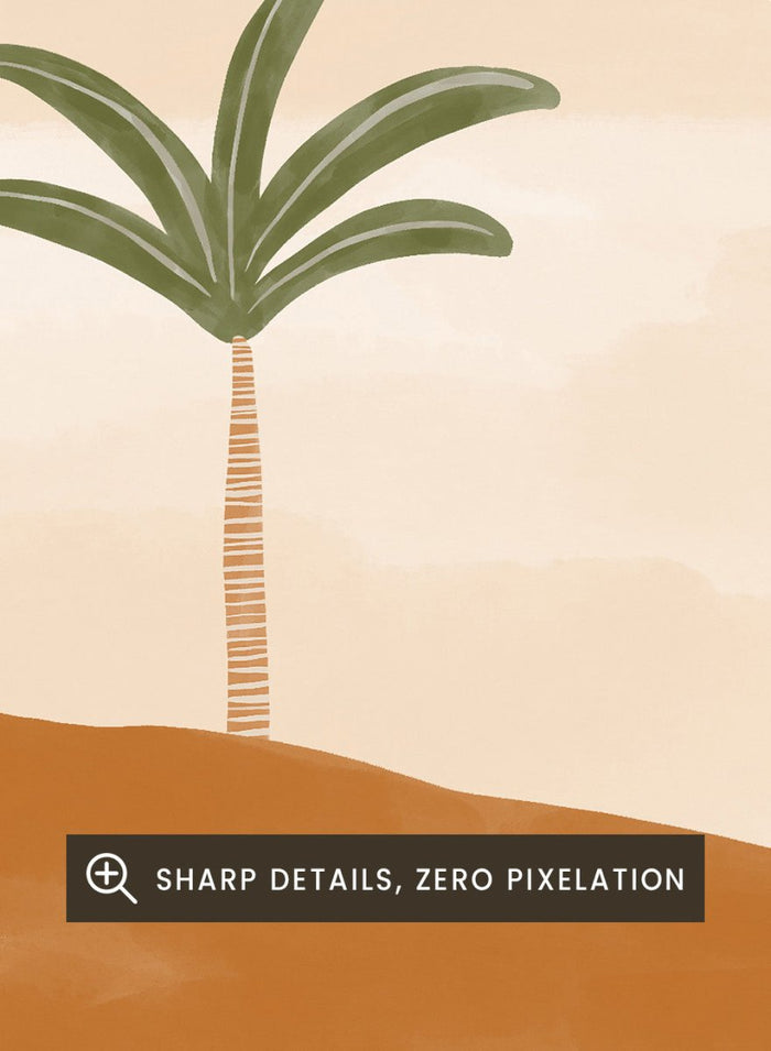 Air Balloons in Desert by Ivy Green is a modern landscape art print featuring hot air balloons over a calm desert scene. Premium fine art print with optional wood framing.