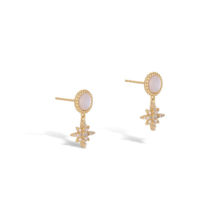 Jacinthe White Shell Starburst Short Earrings