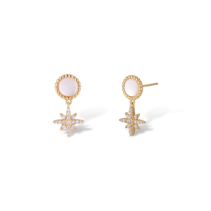 Jacinthe White Shell Starburst Short Earrings