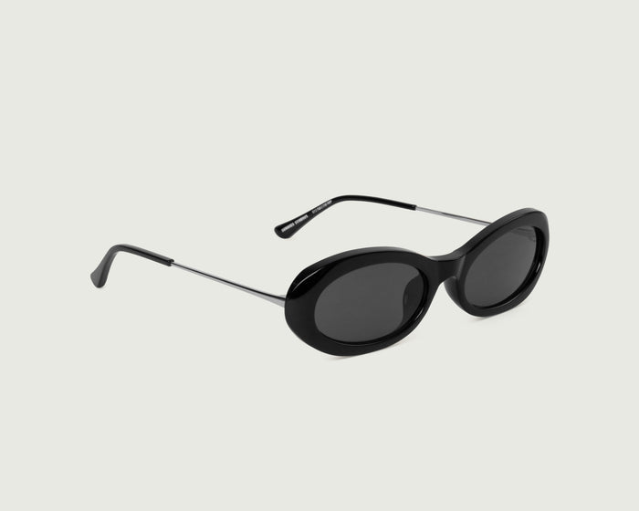 Ink::Jackie Sunglasses oval Black recycled polyester front diagonal