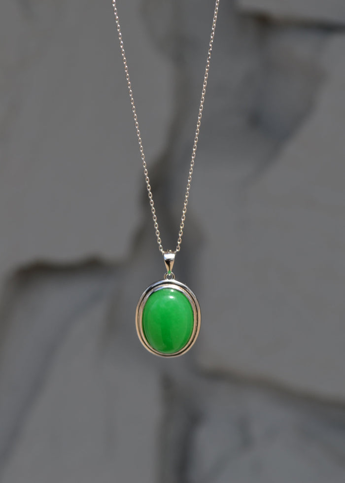 Jade Oval Pendant Necklace