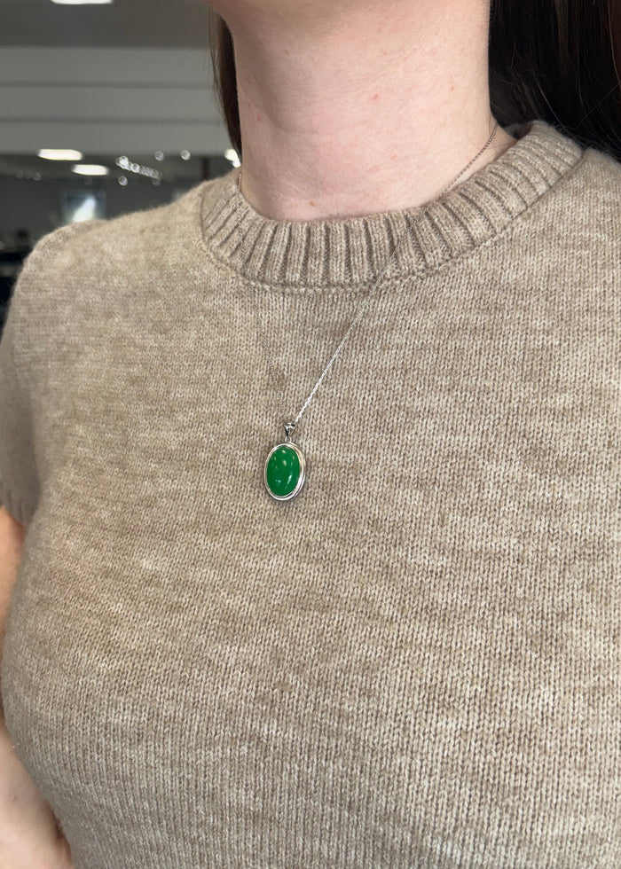 Jade Oval Pendant Necklace