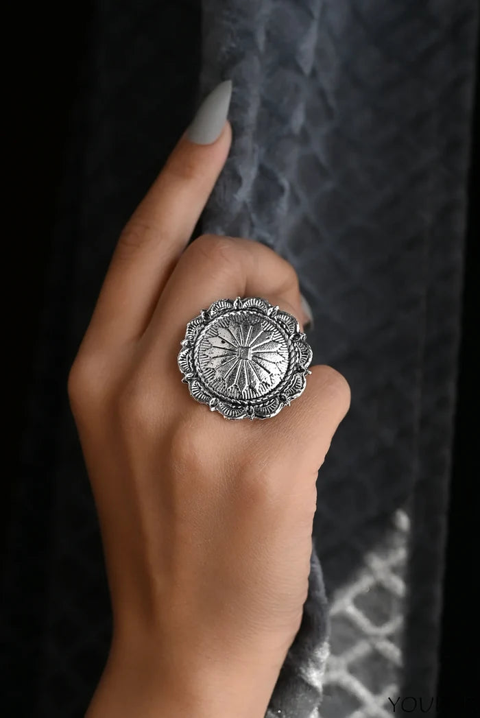 Jameela Oxidised Free Size, Adjustable Ring