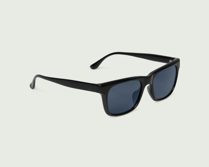 Ink::James Sunglasses rectangle black recycled polyester front diagonal