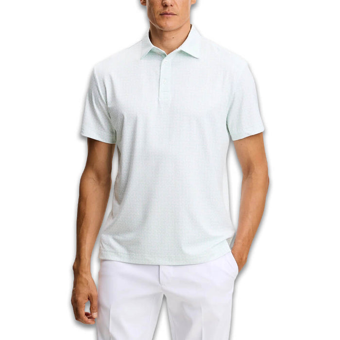 J.Lindeberg Bala Print Golf Polo Bias Bridge Bay White S - SH26 Men