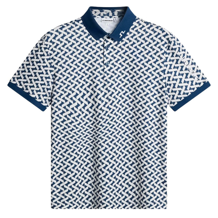 J.Lindeberg Tour Tech Print Golf Polo Ladder Estate White S - SH26 Men