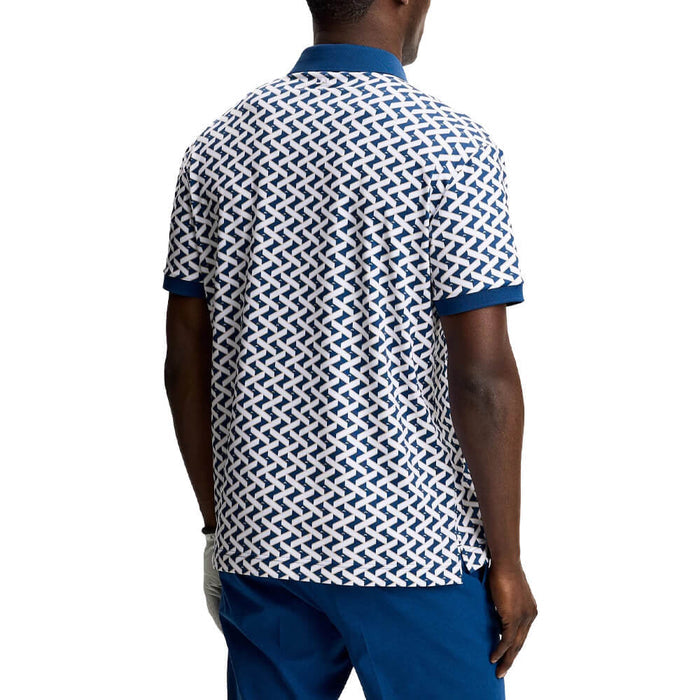 J.Lindeberg Tour Tech Print Golf Polo Ladder Estate White S - SH26 Men