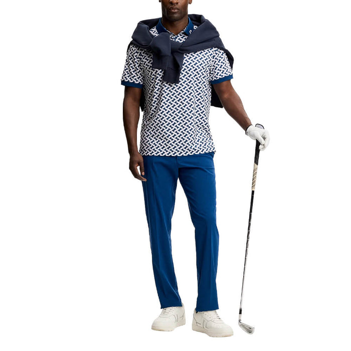 J.Lindeberg Tour Tech Print Golf Polo Ladder Estate White S - SH26 Men