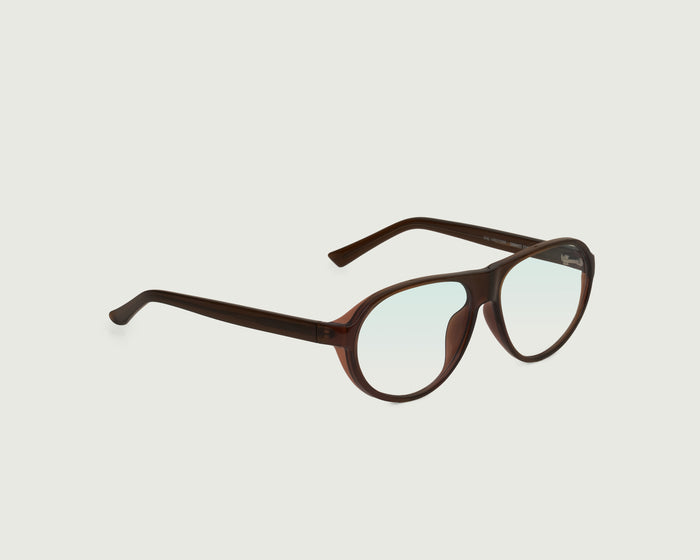 Cacao::Joni Anti-Radiation Glasses pilot brown recycled polyester front diagonal