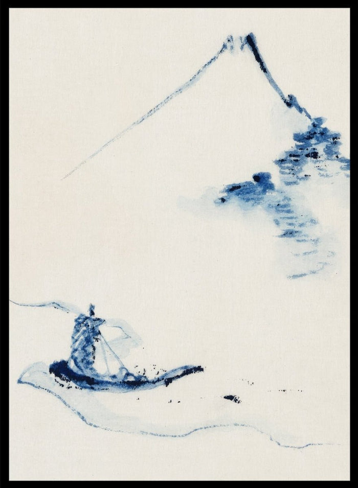Katsushika Hokusai A Person in a Small Boat on a River with Mount Fuji Art Print_Sugar & Canvas_Katsushika Hokusai