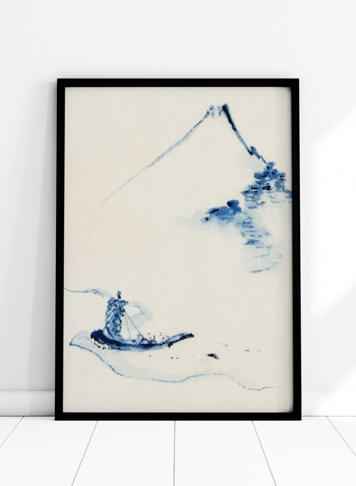 Katsushika Hokusai A Person in a Small Boat on a River with Mount Fuji Art Print_Sugar & Canvas_Katsushika Hokusai