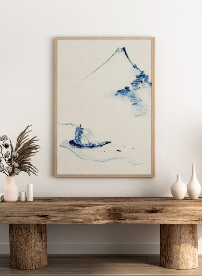 Katsushika Hokusai A Person in a Small Boat on a River with Mount Fuji Art Print_Sugar & Canvas_Katsushika Hokusai
