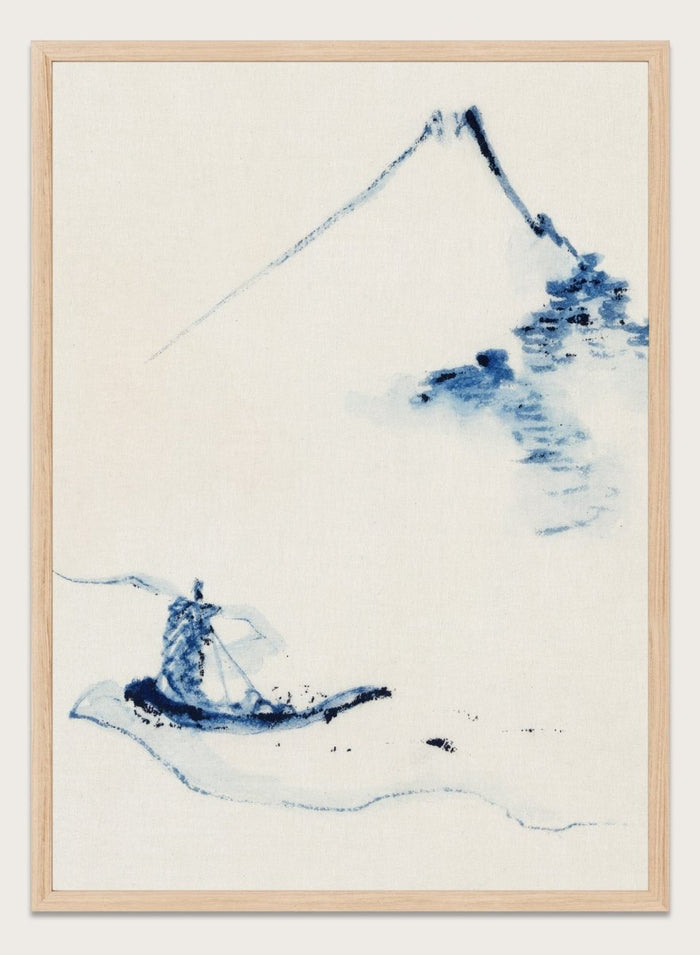 Katsushika Hokusai A Person in a Small Boat on a River with Mount Fuji Art Print_Sugar & Canvas_Katsushika Hokusai