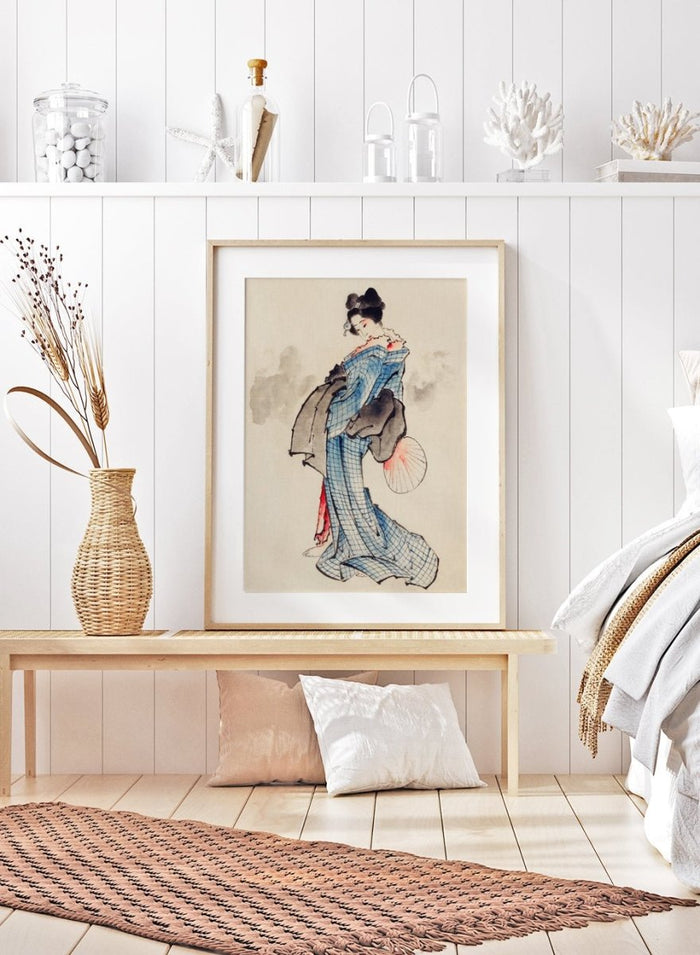 Katsushika Hokusai Woman Full-Length Portrait Wearing Kimono Art Print_Sugar & Canvas_Katsushika Hokusai