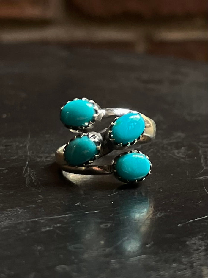 Kingman Turquoise 4 Stone Ring Size 8.5 | 925 Sterling Silver E742