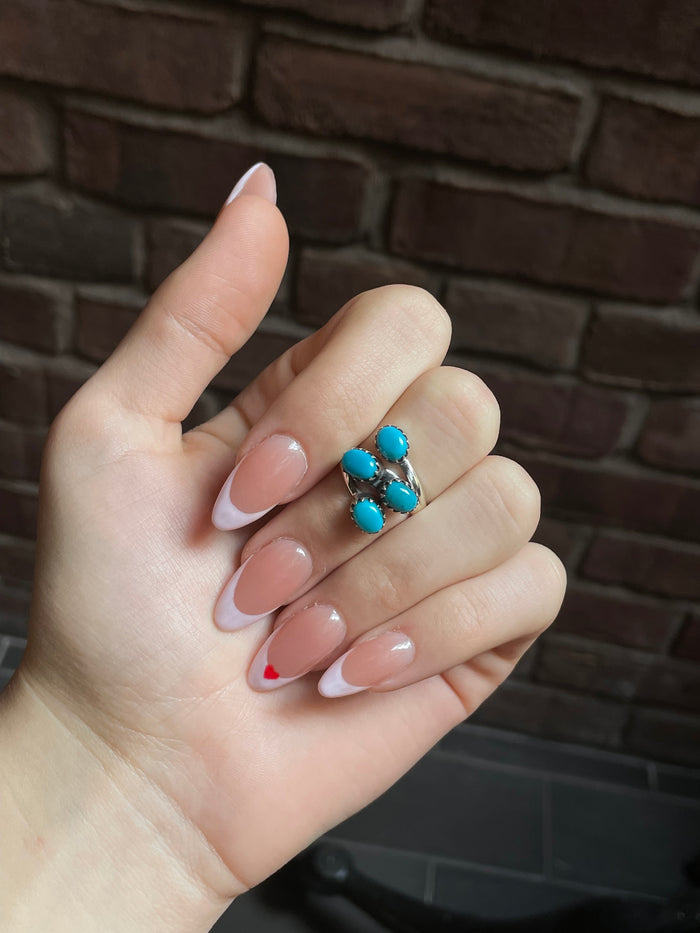 Kingman Turquoise 4 Stone Ring Size 8.5 | 925 Sterling Silver E742