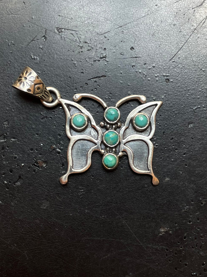 Kingman Turquoise Butterfly Pendant | 925 Sterling Silver G628