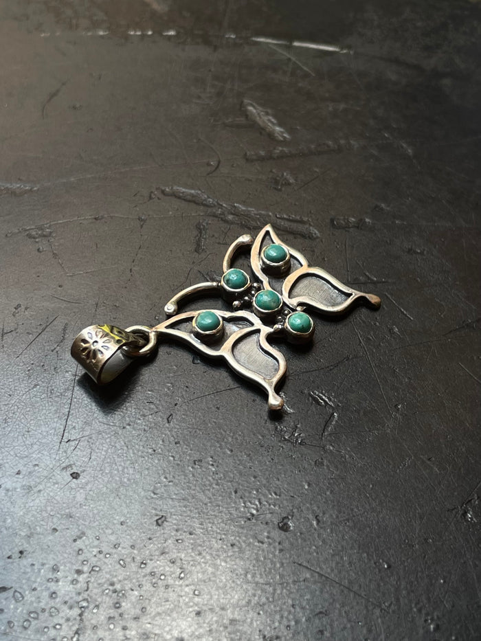 Kingman Turquoise Butterfly Pendant | 925 Sterling Silver G628