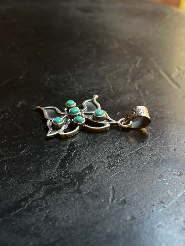 Kingman Turquoise Butterfly Pendant | 925 Sterling Silver G628