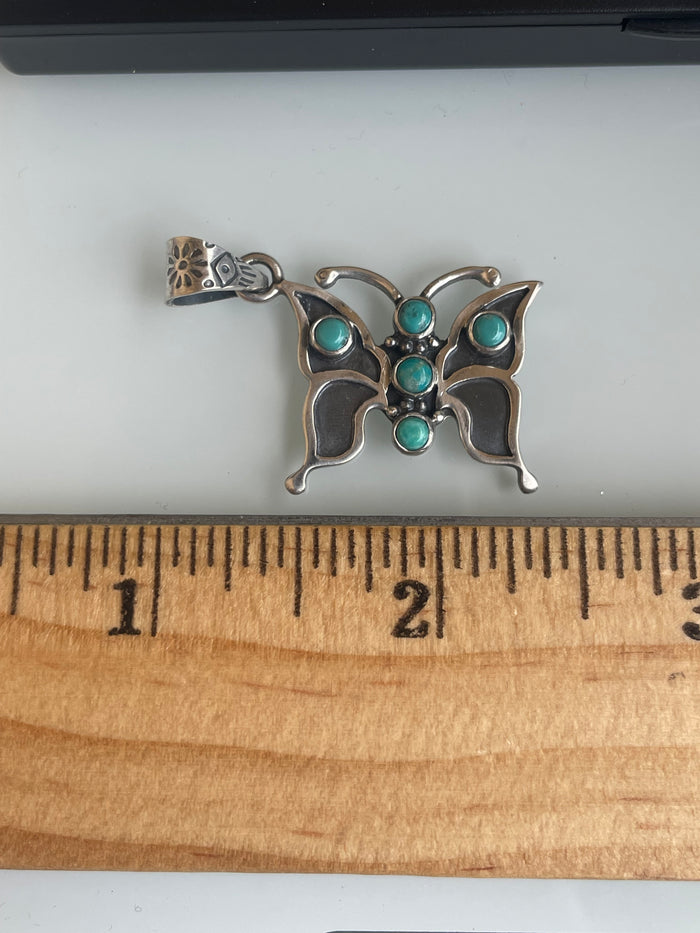 Kingman Turquoise Butterfly Pendant | 925 Sterling Silver G628