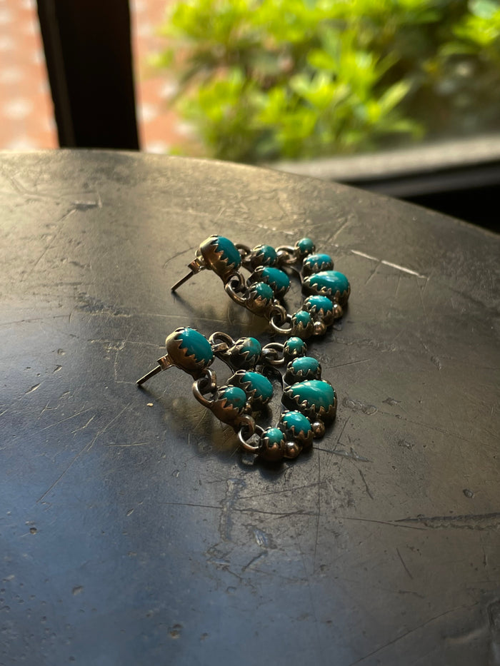 Kingman Turquoise Chandelier Stud Earrings | 925 Sterling Silver G634