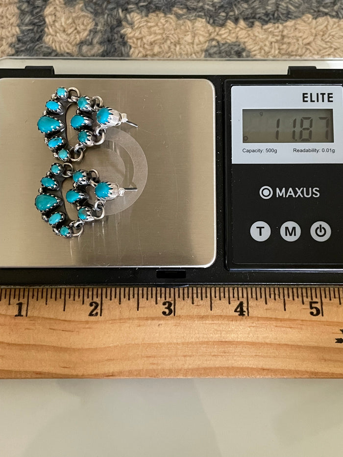 Kingman Turquoise Chandelier Stud Earrings | 925 Sterling Silver G634