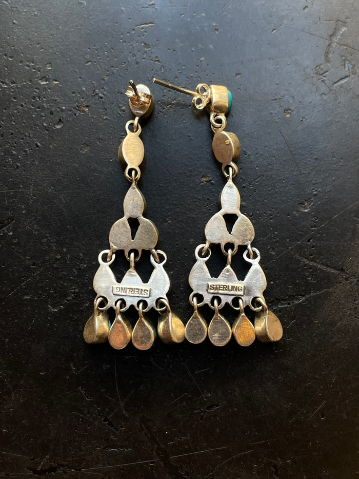 Kingman Turquoise Chandelier Stud Earrings | 925 Sterling Silver G635