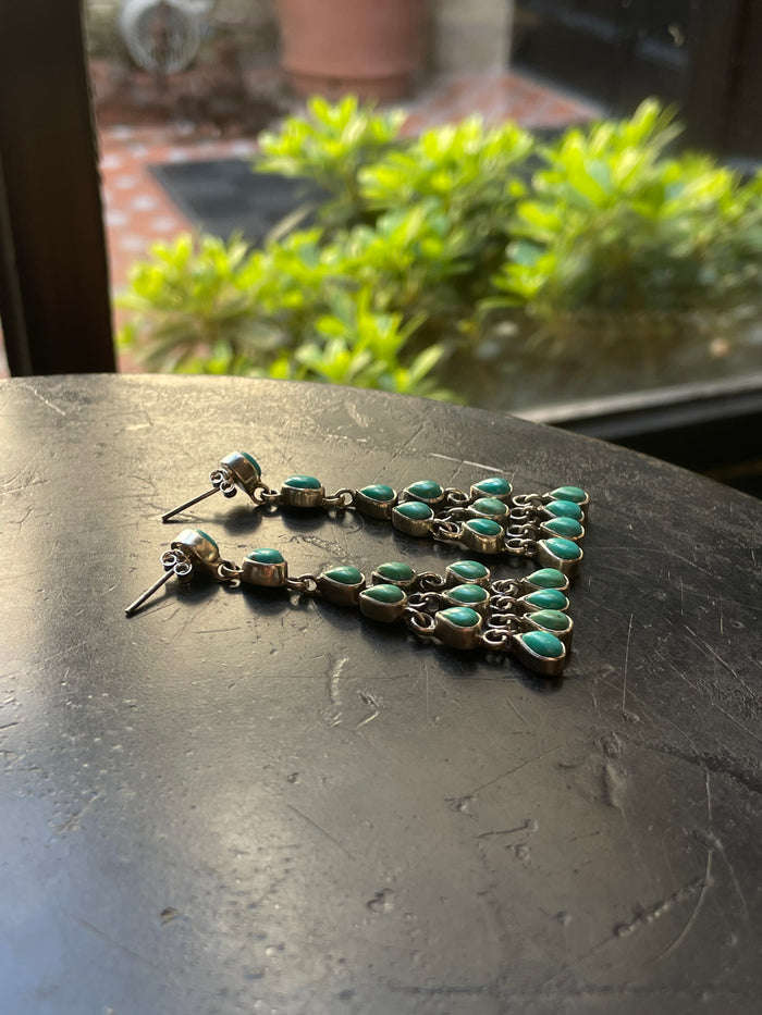 Kingman Turquoise Chandelier Stud Earrings | 925 Sterling Silver G637