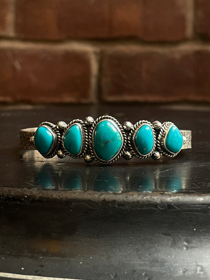 Kingman Turquoise Cuff | Five Stone Row | 925 Silver E686