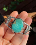 Kingman Turquoise Feather Cuff Bracelet | Sterling Silver B885