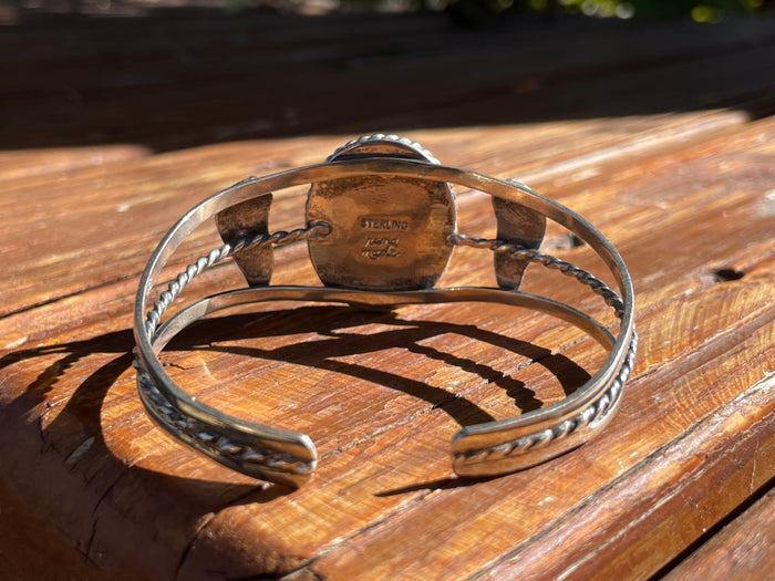 Kingman Turquoise Feather Cuff Bracelet | Sterling Silver B885
