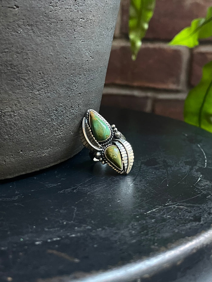 Kingman Turquoise Feather Ring Size 7 | 925 Sterling Silver C568