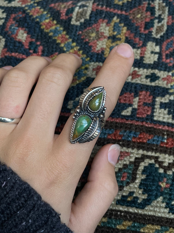 Kingman Turquoise Feather Ring Size 7 | 925 Sterling Silver C568