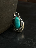 Kingman Turquoise Floral Ring | 925 Sterling Silver | Size 9 E292