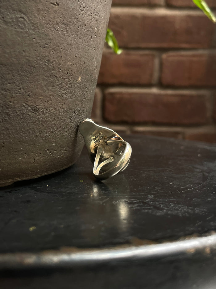 Kingman Turquoise Floral Ring | 925 Sterling Silver | Size 9 E292