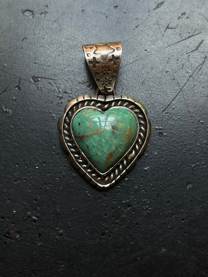 Kingman Turquoise Heart Pendant | 925 Sterling Silver G624