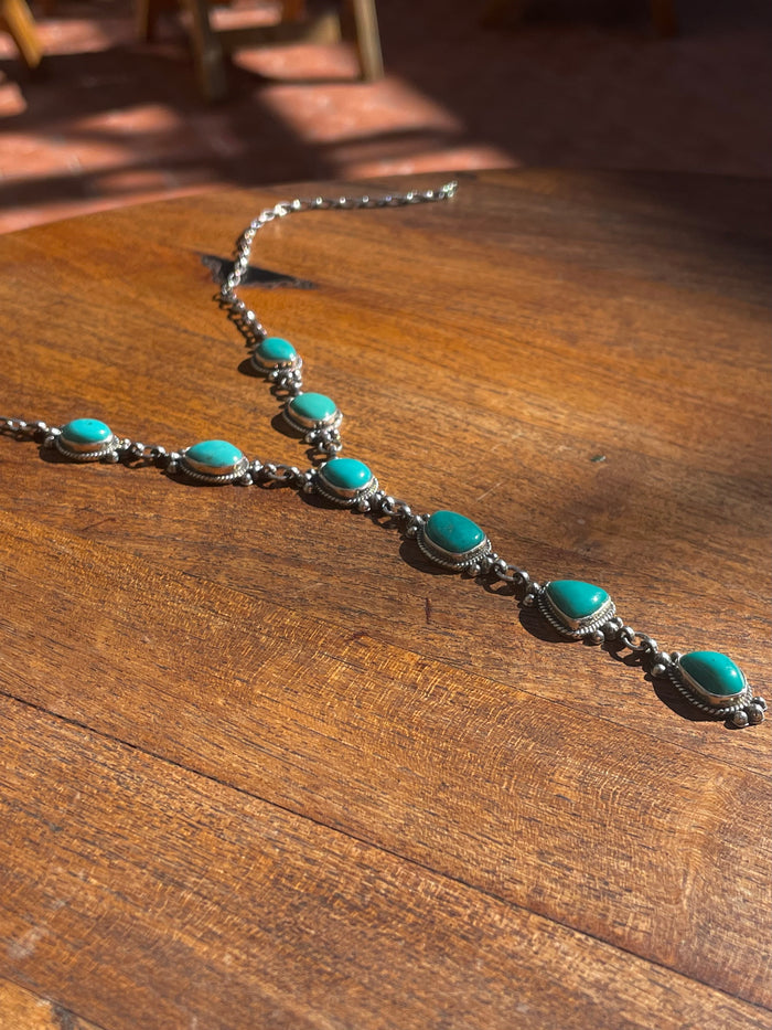 Kingman Turquoise Lariat Necklace | Sterling Silver | Handmade C848
