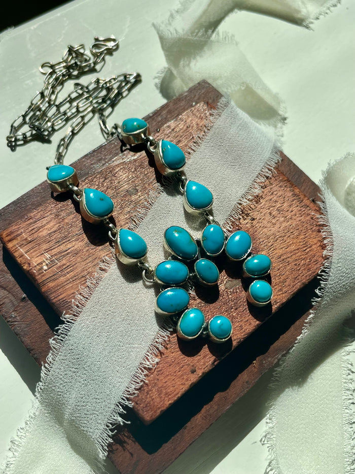 Kingman Turquoise Naja Lariat Necklace | 925 Sterling Silver G595